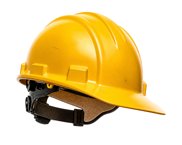 Bauhelm mit dem Zeichen der Bergemann Bauberatung